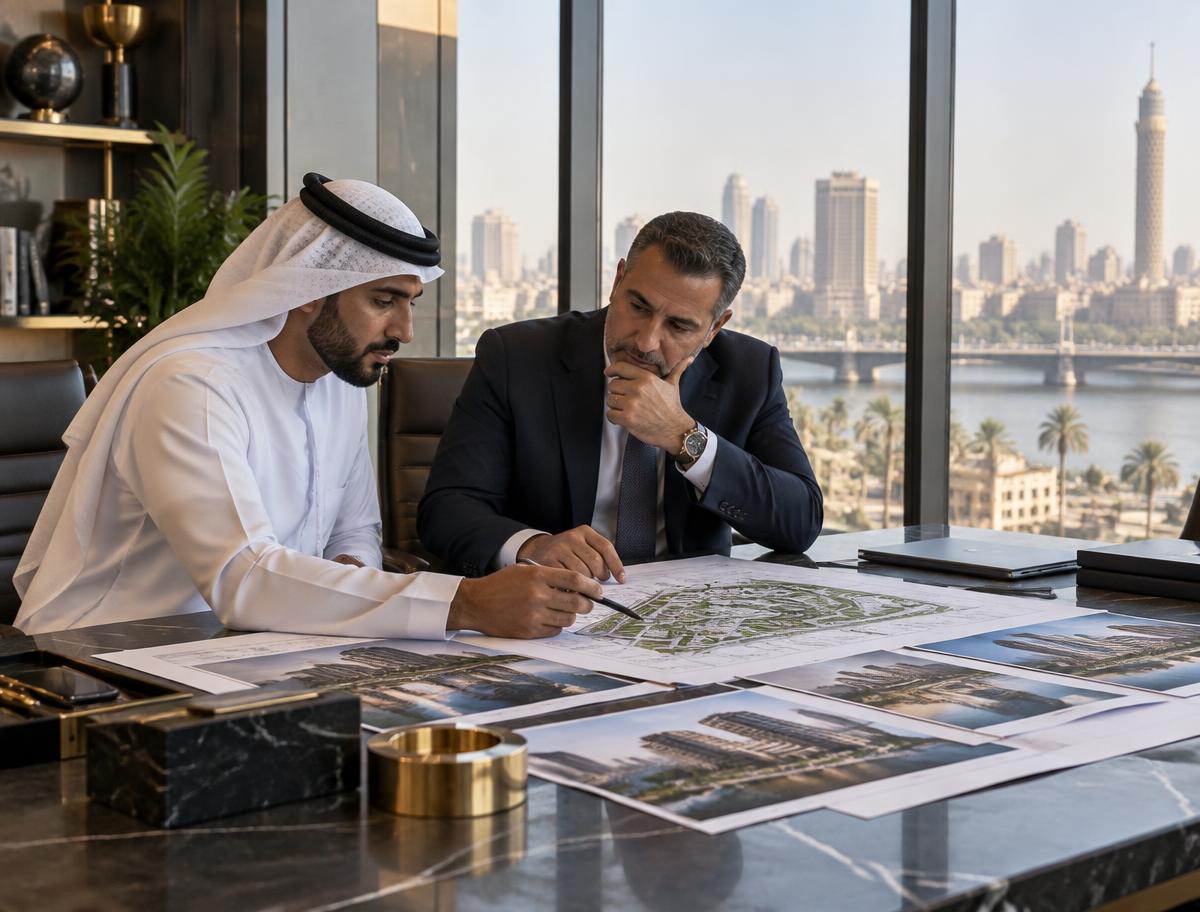 Executives reviewing a real estate development plan